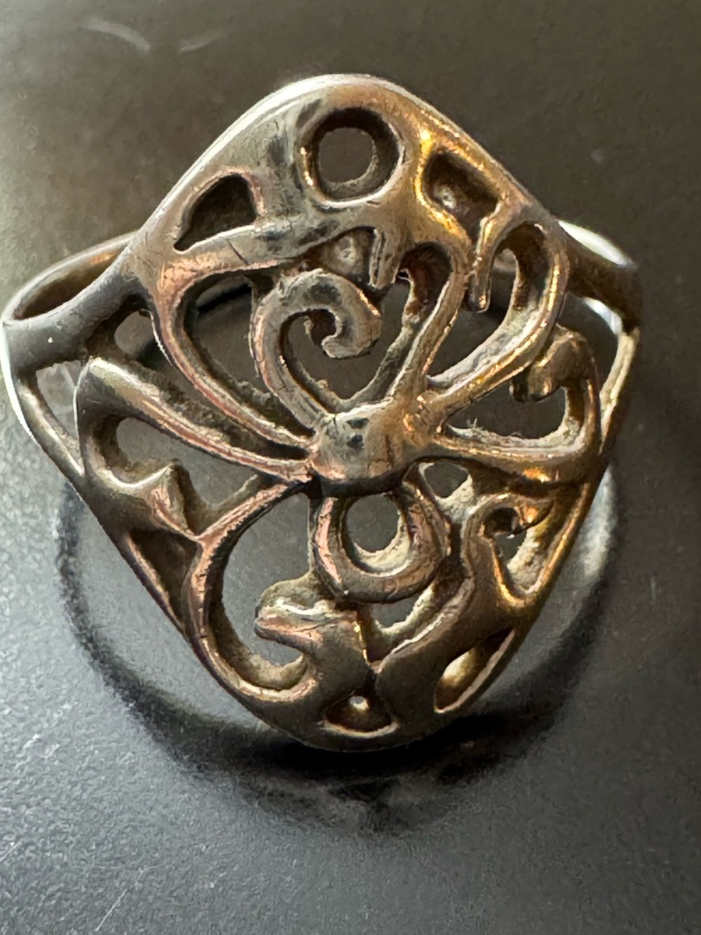 Sterling Silver Filigree Ring Openwork Scroll Design - Size 6
